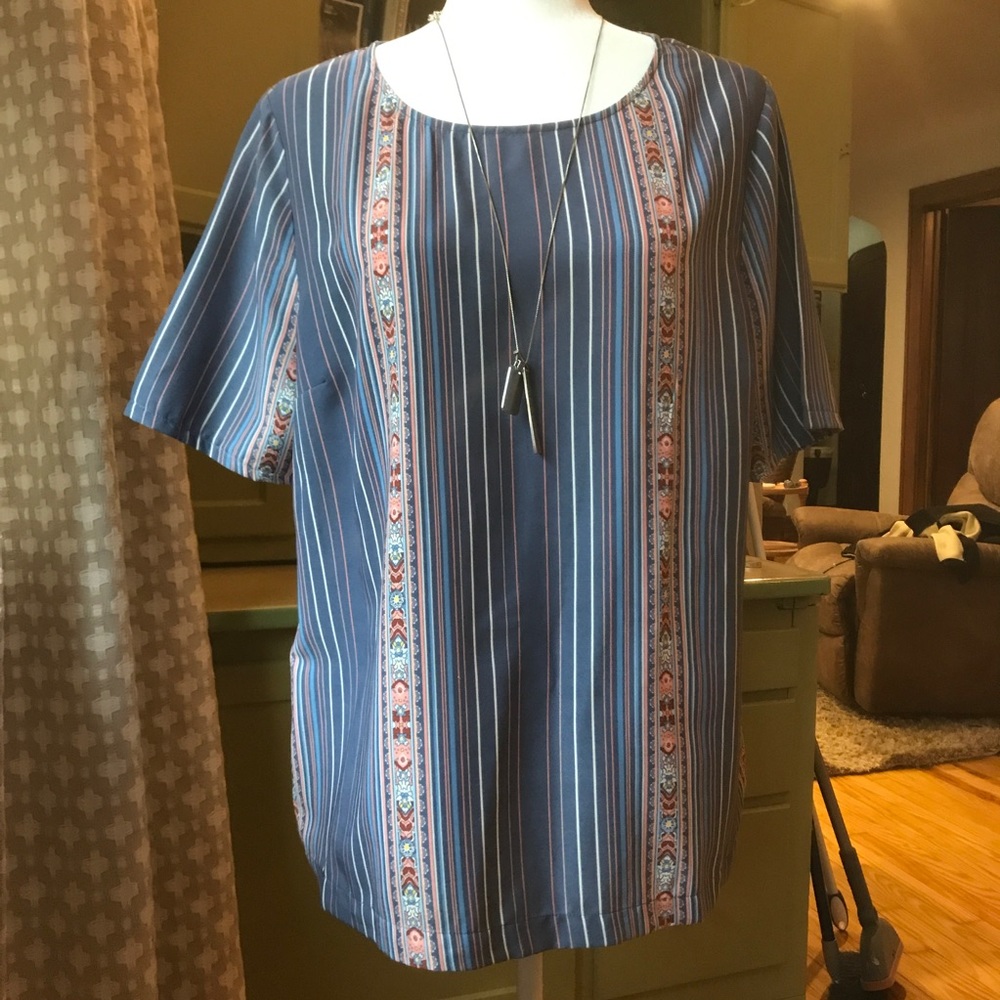 LC blouse with silky fabric and pretty print, XL